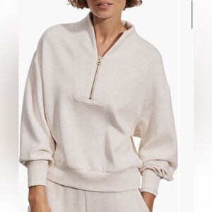 Varley Cream Half-Zip Sweatshirt